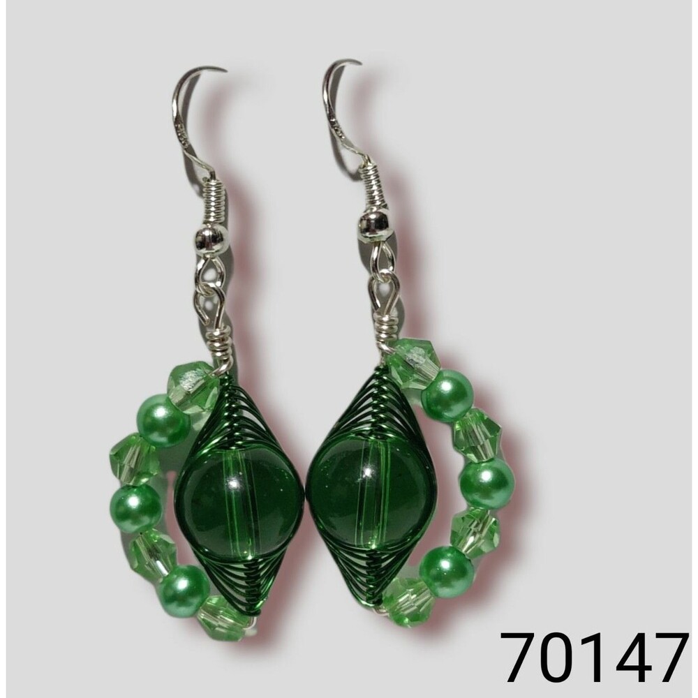 Amazing Green Pearl & Jewel Earrings